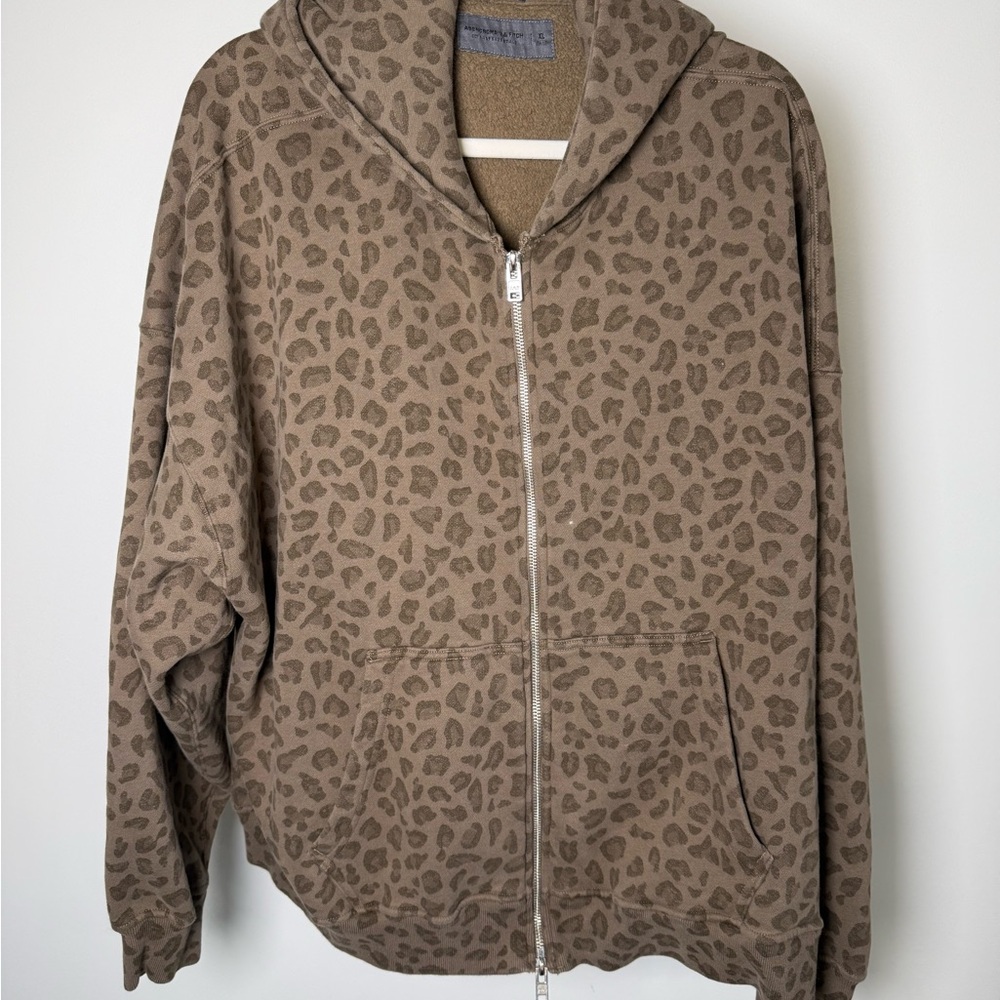 Abercombie Leopard Print Zip-Up Hoodie